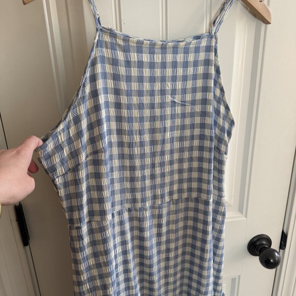 Vintage Nanette Lepore Blue Gingham Ruffle Maxi Dress Women’s Size 10 - Picture 2 of 11